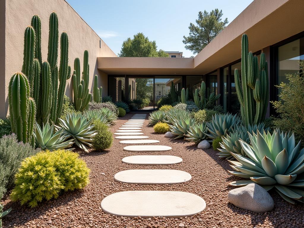 Jardín de bajo consumo hídrico con plantas resistentes a la sequía en CDMX