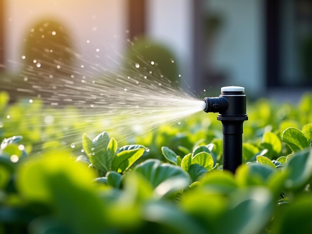 Sistema de riego inteligente automatizado en jardín moderno